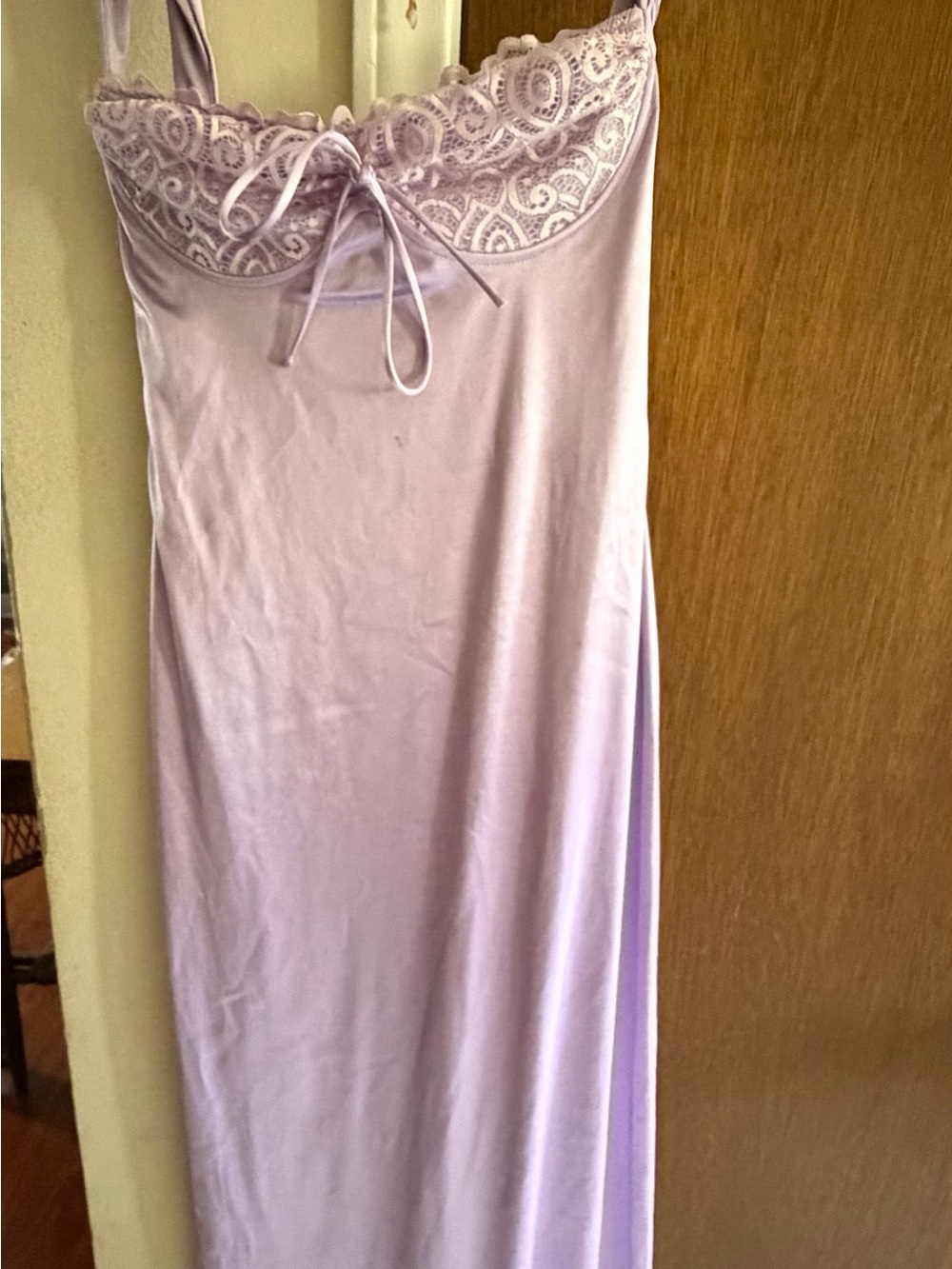 Lavender Lace-Trim maxi dress